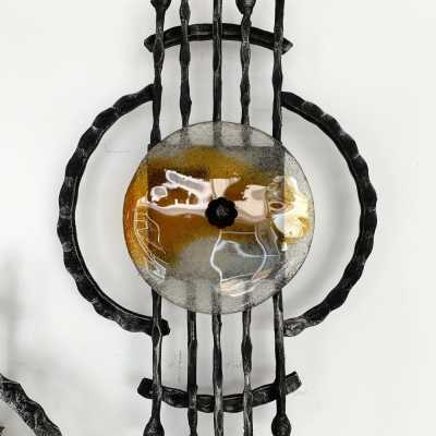 wall lights pair wrought iron murano glass Tom Ahlström & Hans Ehrich 1970