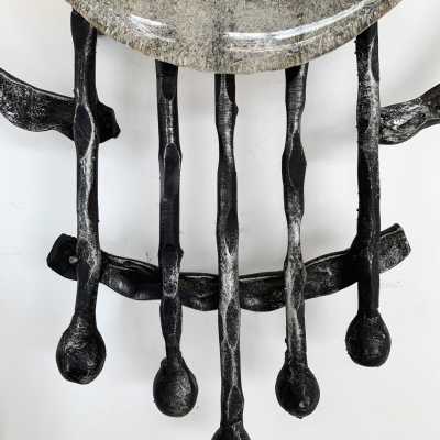 wall lights pair wrought iron murano glass Tom Ahlström & Hans Ehrich 1970