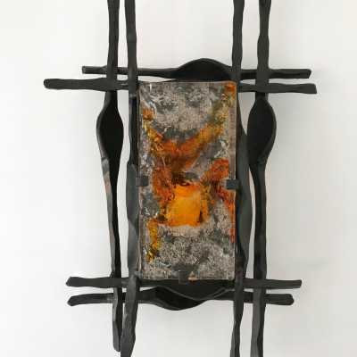 wrought iron wall lights in murano glass Ahlstrom Helrich 1970