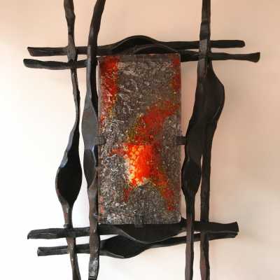 wrought iron wall lights in murano glass Ahlstrom Helrich 1970