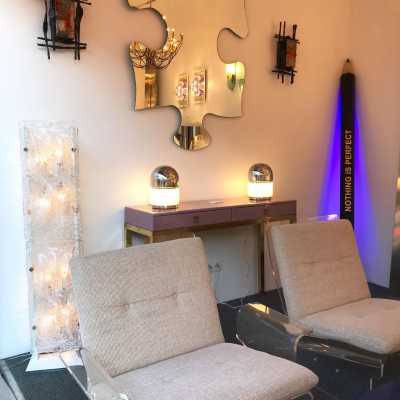 wrought iron wall lights in murano glass Ahlstrom Helrich 1970