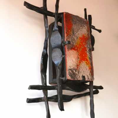 wrought iron wall lights in murano glass Ahlstrom Helrich 1970