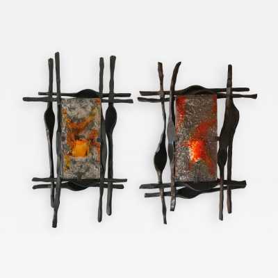 wrought iron wall lights in murano glass Ahlstrom Helrich 1970