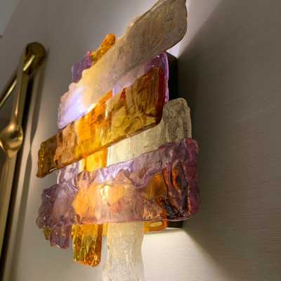 wall lamps pair murano glass mazzega toni zuccheri itali 1970