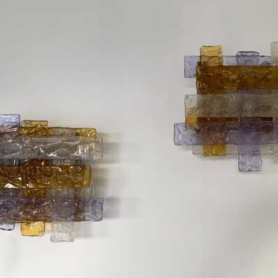 wall lamps pair murano glass mazzega toni zuccheri itali 1970