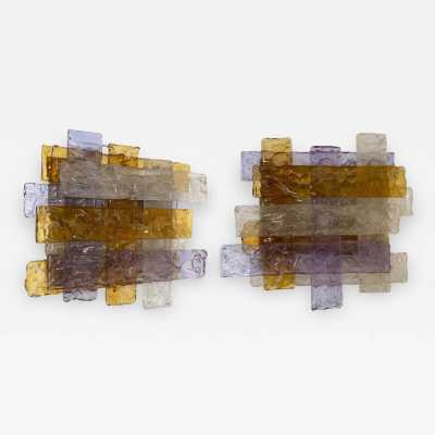 wall lamps pair murano glass mazzega toni zuccheri itali 1970