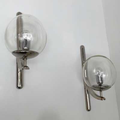 silver bronze metal wall lights murano glass venini italy 1970 1980