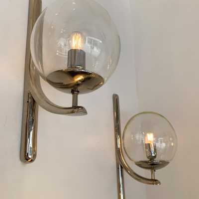silver bronze metal wall lights murano glass venini italy 1970 1980