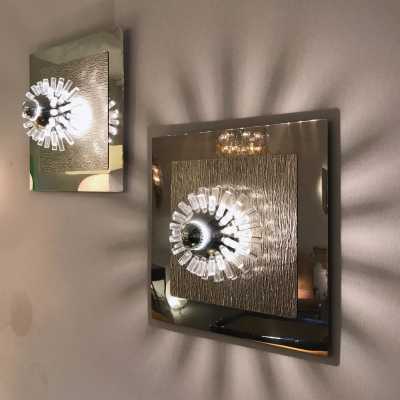 wall lights pair metal stainless steel plexiglass angelo brotto esperia italy 1970