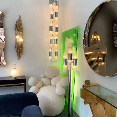 chain chandelier murano glass chrome metal aldo carlo nason mazzega italy 1970