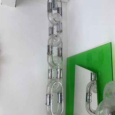chain chandelier murano glass chrome metal aldo carlo nason mazzega italy 1970