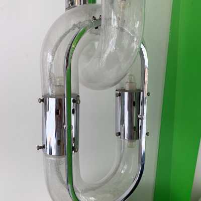 chain chandelier murano glass chrome metal aldo carlo nason mazzega italy 1970