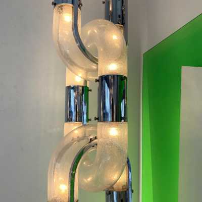 chain chandelier murano glass chrome metal aldo carlo nason mazzega italy 1970