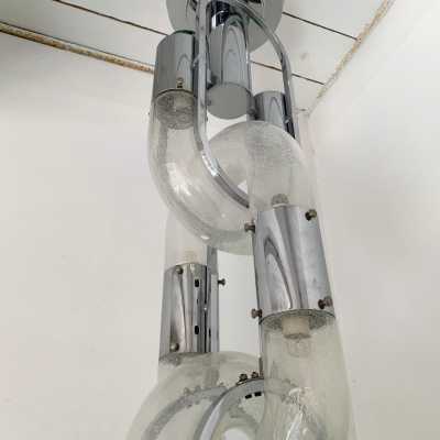 chain chandelier murano glass chrome metal aldo carlo nason mazzega italy 1970