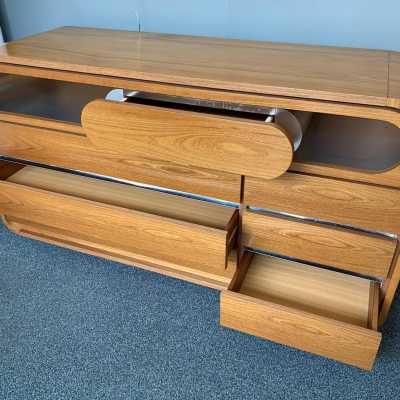 chest of drawers sideboard wood metal mario sabot italy 1970