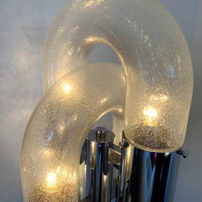 floor lamp pair murano glass metal chrome aldo carlo nason mazzega italy 1970