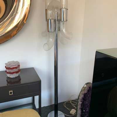 floor lamp pair murano glass metal chrome aldo carlo nason mazzega italy 1970