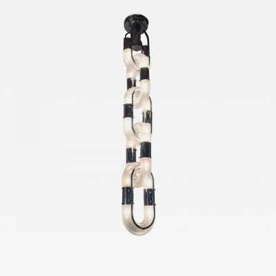 chain chandelier murano glass chrome metal aldo carlo nason mazzega italy 1970