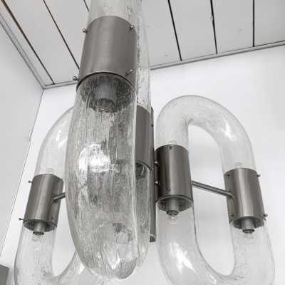 Aldo nason chandelier carlo mazzega murano glass metal italy 1970