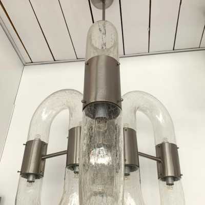 Aldo nason chandelier carlo mazzega murano glass metal italy 1970
