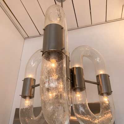 Aldo nason chandelier carlo mazzega murano glass metal italy 1970