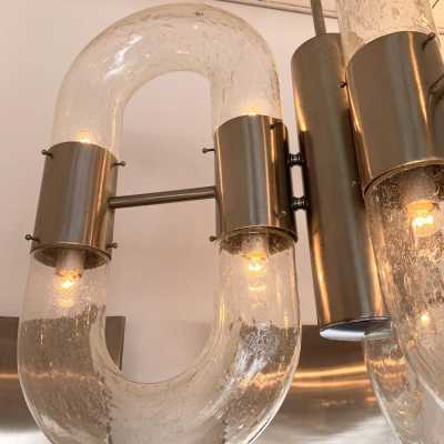 Aldo nason chandelier carlo mazzega murano glass metal italy 1970