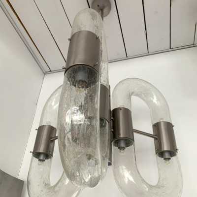 Aldo nason chandelier carlo mazzega murano glass metal italy 1970