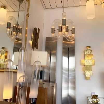 Aldo nason chandelier carlo mazzega murano glass metal italy 1970