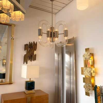 Aldo nason chandelier carlo mazzega murano glass metal italy 1970