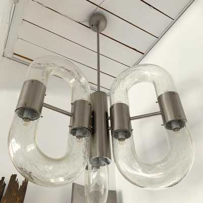 Aldo nason chandelier carlo mazzega murano glass metal italy 1970