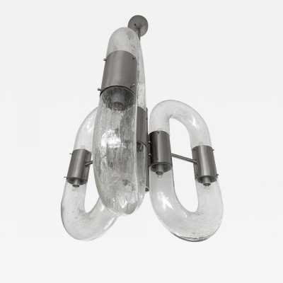 Aldo nason chandelier carlo mazzega murano glass metal italy 1970