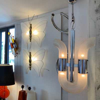 Murano glass chandelier metal aldo carlo nason mazzega italy 1970