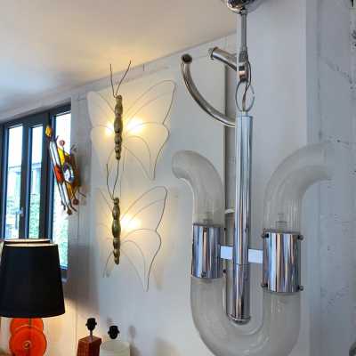 Murano glass chandelier metal aldo carlo nason mazzega italy 1970