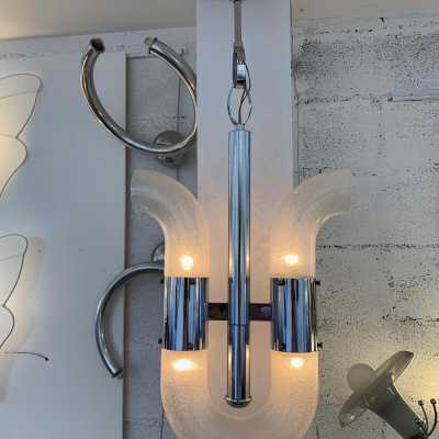 Murano glass chandelier metal aldo carlo nason mazzega italy 1970