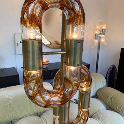floor lamp rings murano glass brass aldo carlo nason mazzega italy 1970
