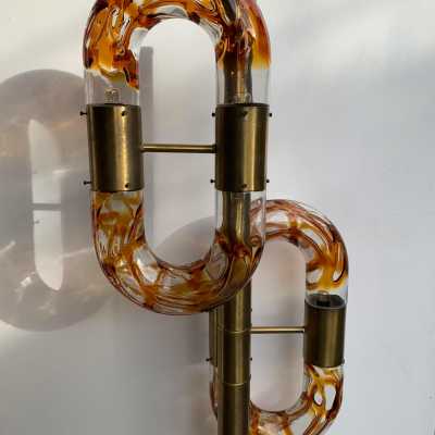 floor lamp rings murano glass brass aldo carlo nason mazzega italy 1970