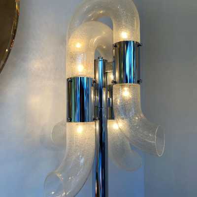 Floor lamp murano glass chrome metal aldo carlo nason mazzega italy 1970