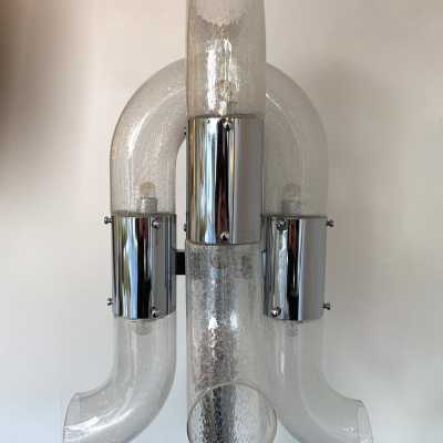 Floor lamp murano glass chrome metal aldo carlo nason mazzega italy 1970