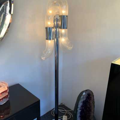 Floor lamp murano glass chrome metal aldo carlo nason mazzega italy 1970