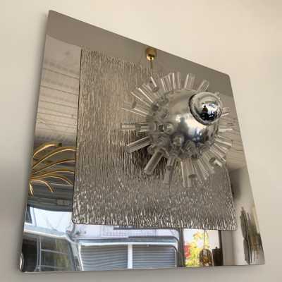 wall lights pair metal stainless steel plexiglass angelo brotto esperia italy 1970
