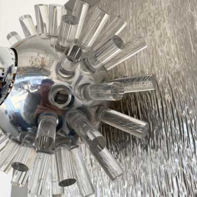 wall lights pair metal stainless steel plexiglass angelo brotto esperia italy 1970