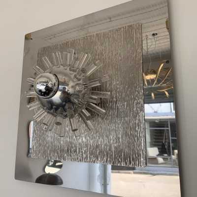 wall lights pair metal stainless steel plexiglass angelo brotto esperia italy 1970