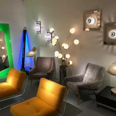 wall lights pair metal stainless steel plexiglass angelo brotto esperia italy 1970