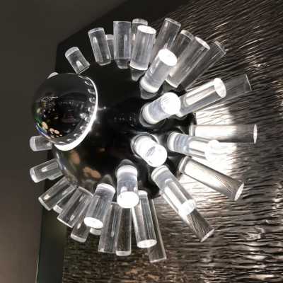 wall lights pair metal stainless steel plexiglass angelo brotto esperia italy 1970