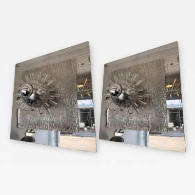 wall lights pair metal stainless steel plexiglass angelo brotto esperia italy 1970