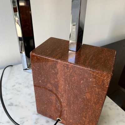 lamps pair marble chrome metal banci italy 1970