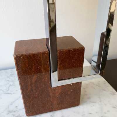 lamps pair marble chrome metal banci italy 1970