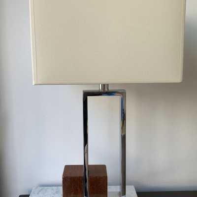lamps pair marble chrome metal banci italy 1970