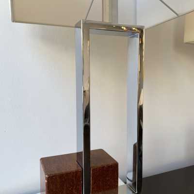 lamps pair marble chrome metal banci italy 1970