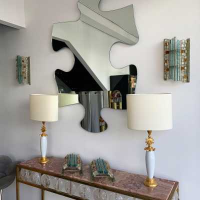 wall light pair wrought iron hammered glass murano poliarte biancardi jordan italy 1970